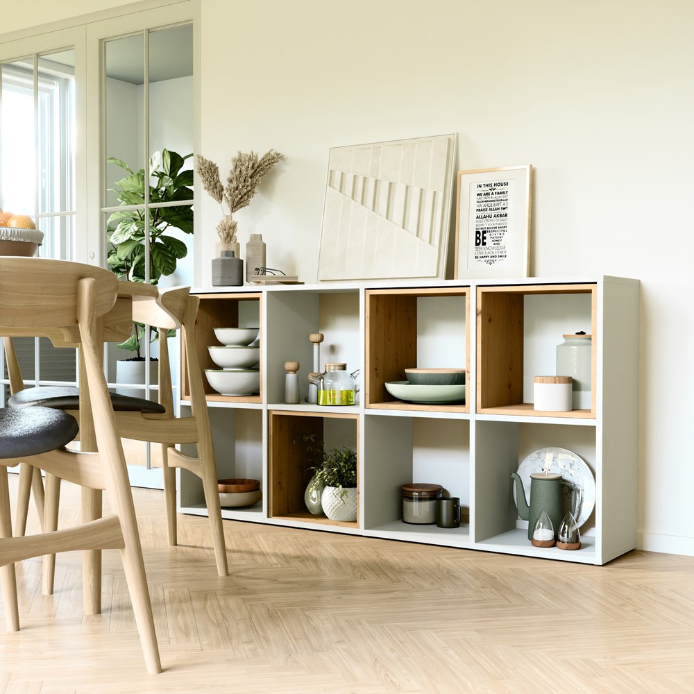 biel-1 Malax 2x4 Modern Cube Bookcase in White Matt - Image 3
