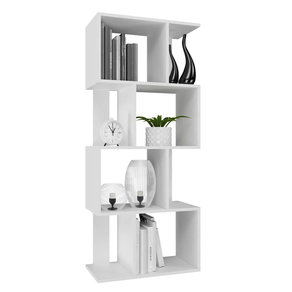 biel-20-st Fiesta 4P Modern Modular Bookcase in White Matt - Image 1