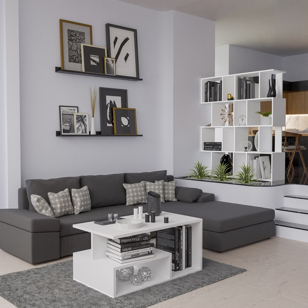 biel-bez-k Fiesta 4P Modern Modular Bookcase in White Matt - Image 4