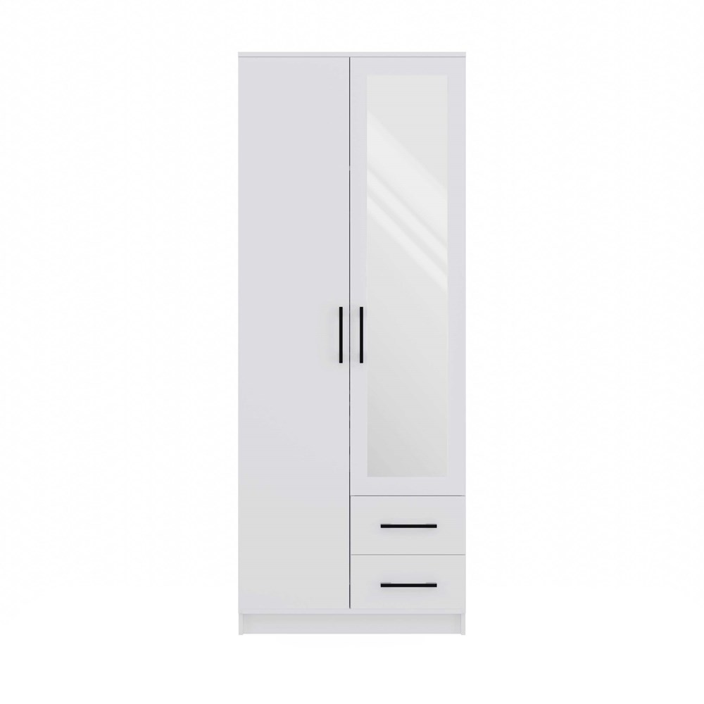 biel_front Romana 80 Wardrobe with Mirror in White - Image 5