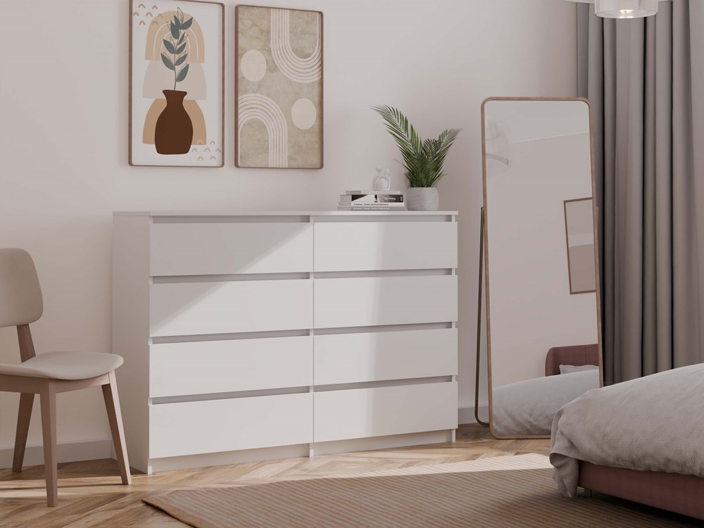 biel_m8_140_4 Malwa M8 Wide 8-Drawer Dresser - 140cm - White - Image 9