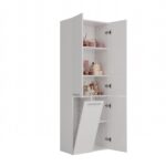 Nel 1K/DD Tall Bathroom Cabinet in White Matt - Image 2