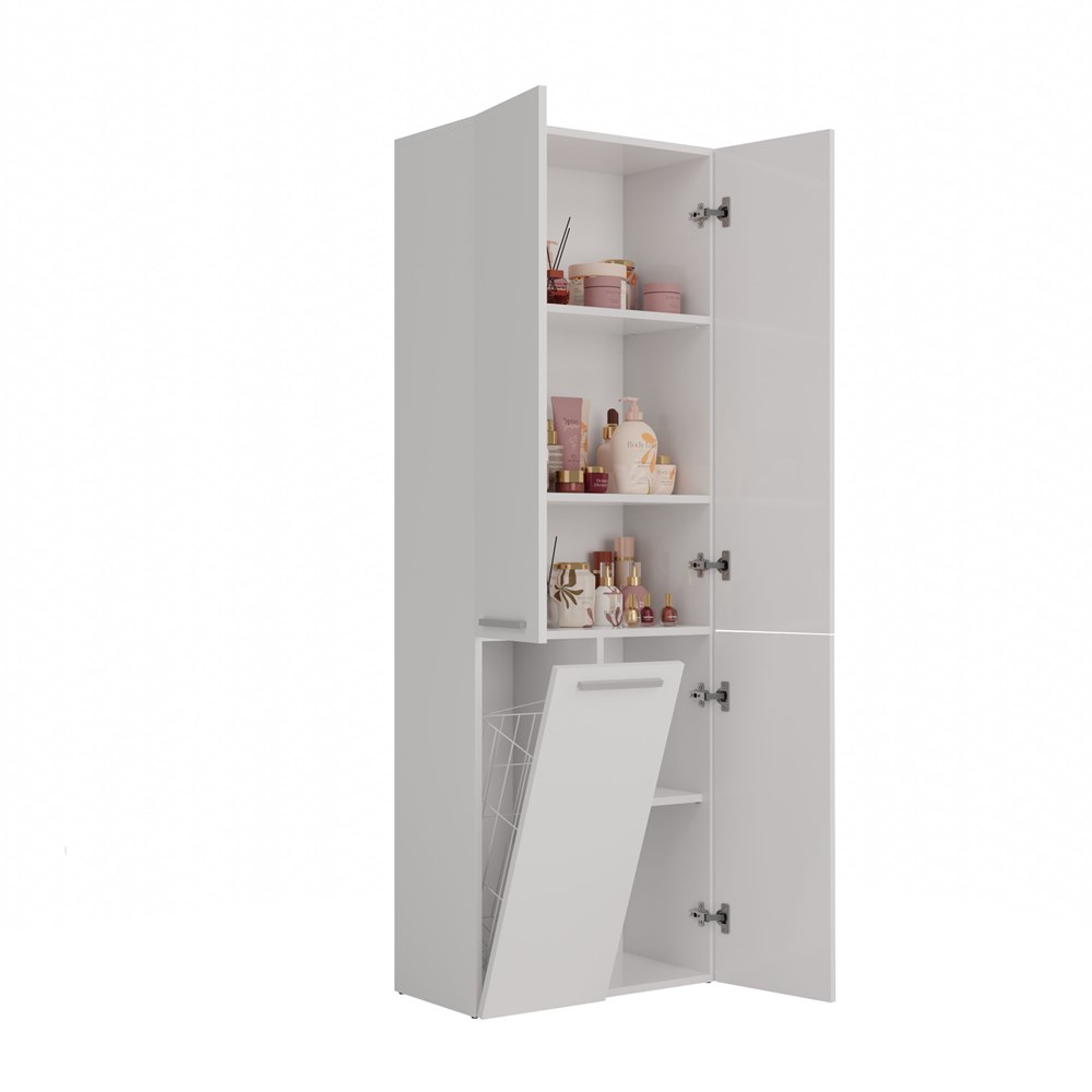 biell0010 Nel 1K/DD Tall Bathroom Cabinet in White Matt - Image 2