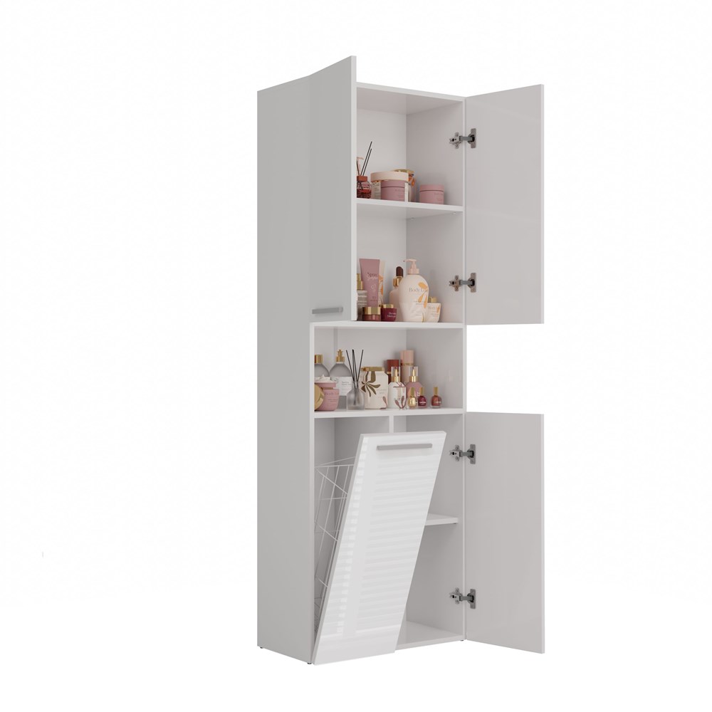 biell0011 Nel 1K/DK Tall Bathroom Cabinet in White Gloss - Image 3