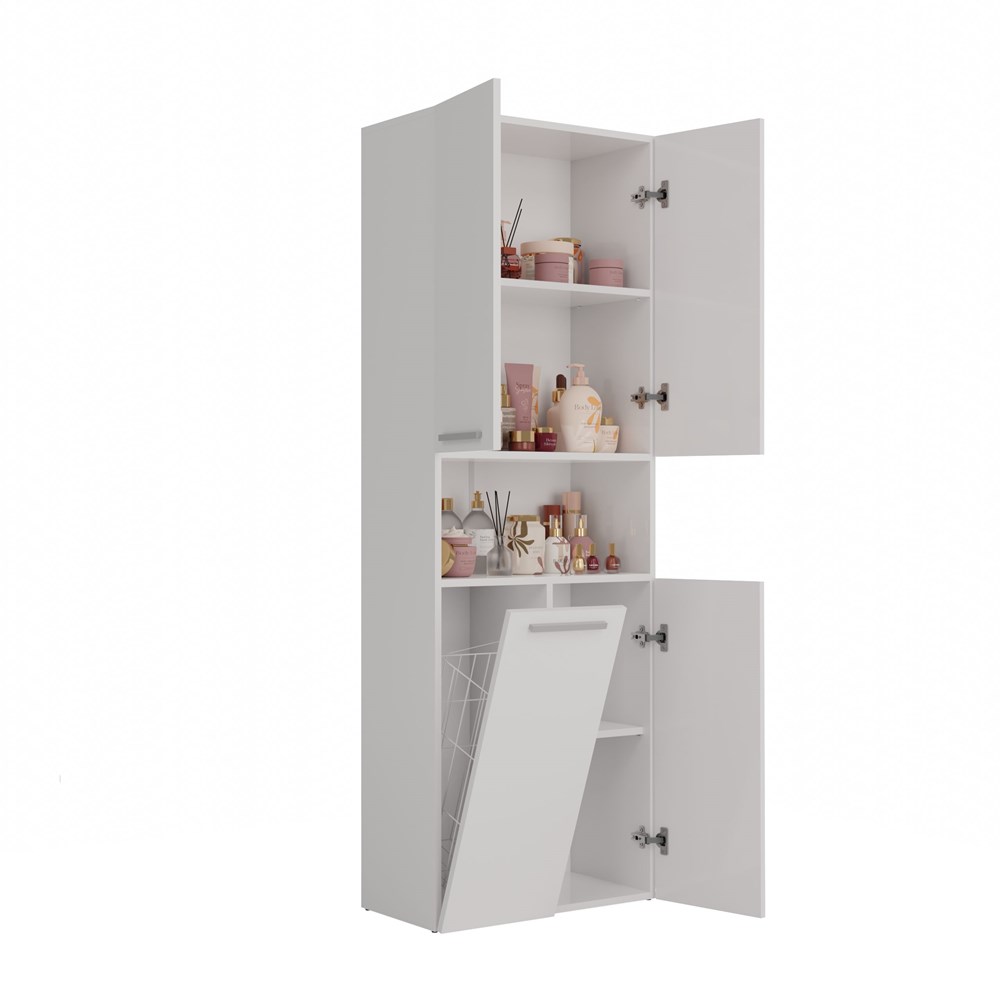 biell0011 Nel 1K/DK Tall Bathroom Cabinet in White Matt - Image 3