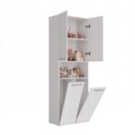 Nel 2K/DK Tall Bathroom Cabinet in White Gloss - Image 3