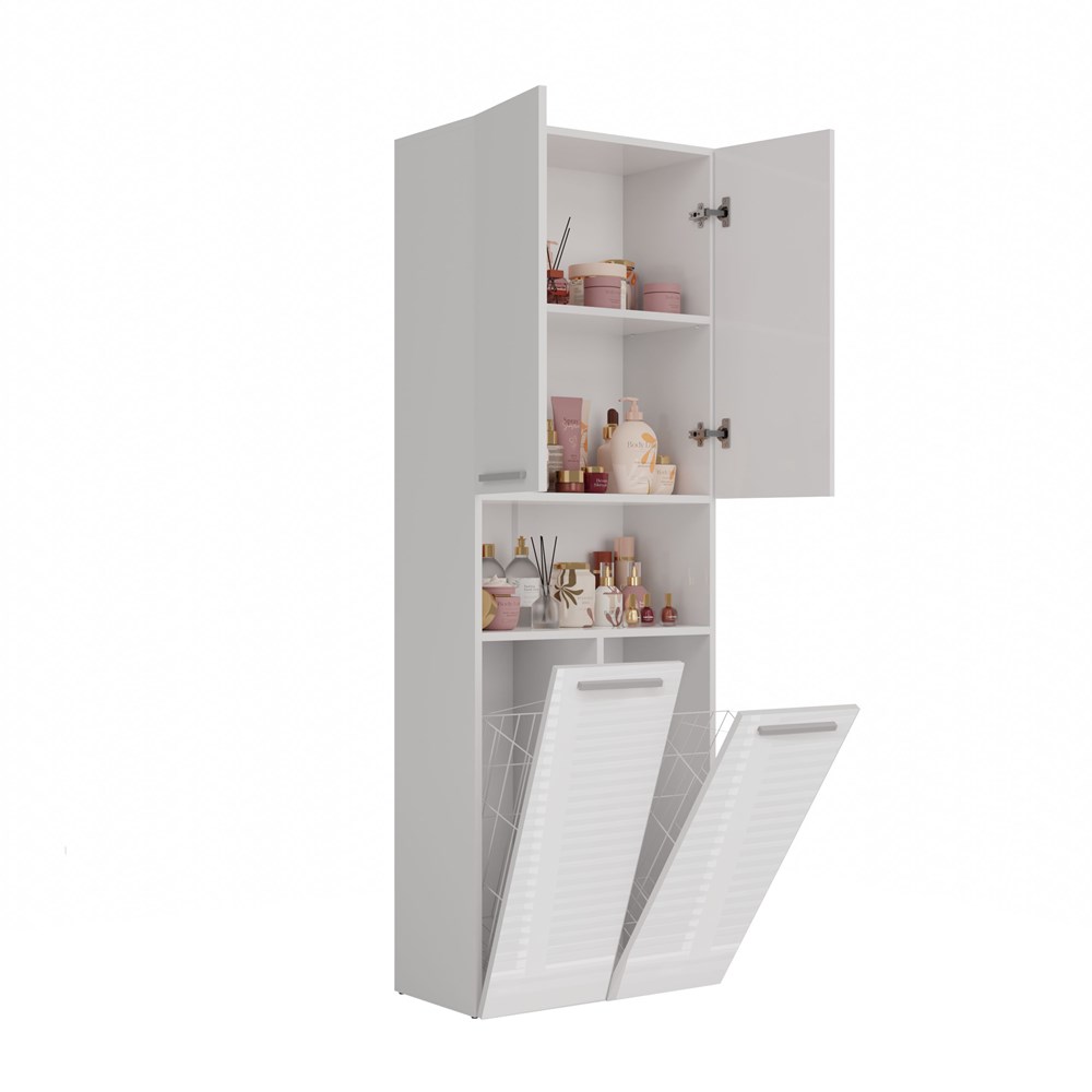 biell0012 Nel 2K/DK Tall Bathroom Cabinet in White Gloss - Image 3