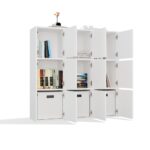 Grid 3x3 White Cube Bookcase with Doors - Image 6
