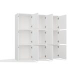 Grid 3x3 White Cube Bookcase with Doors - Image 9