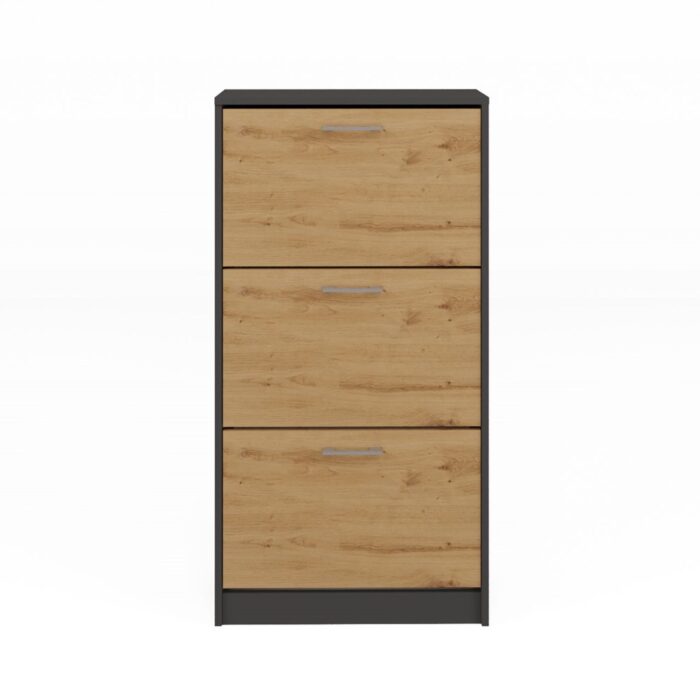 Zyra Shoe Cabinet – Anthracite & Oak - Image 2
