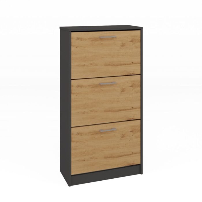 Zyra Shoe Cabinet – Anthracite & Oak - Image 1