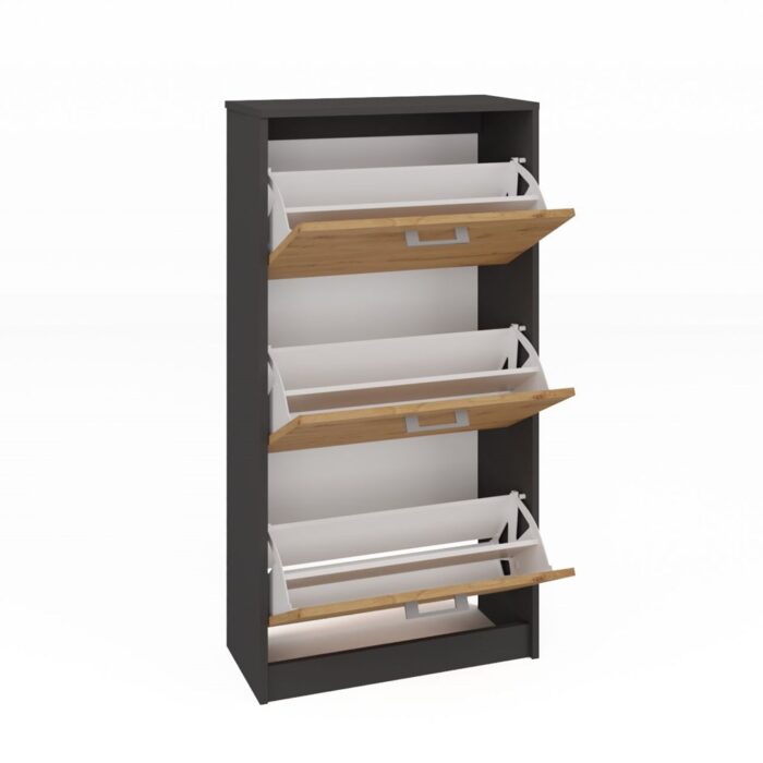Zyra Shoe Cabinet – Anthracite & Oak - Image 3