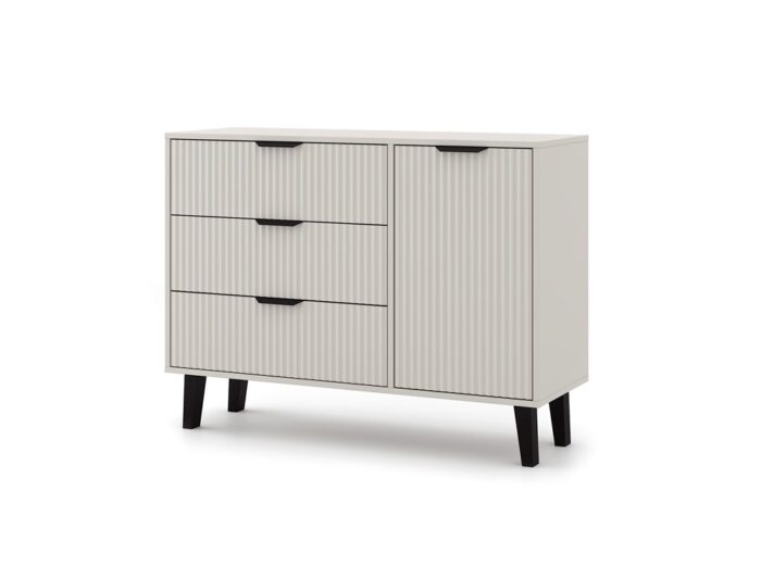 Scandi Slim Cabinet with 1 Door & 3 Drawers – Beige - Image 4