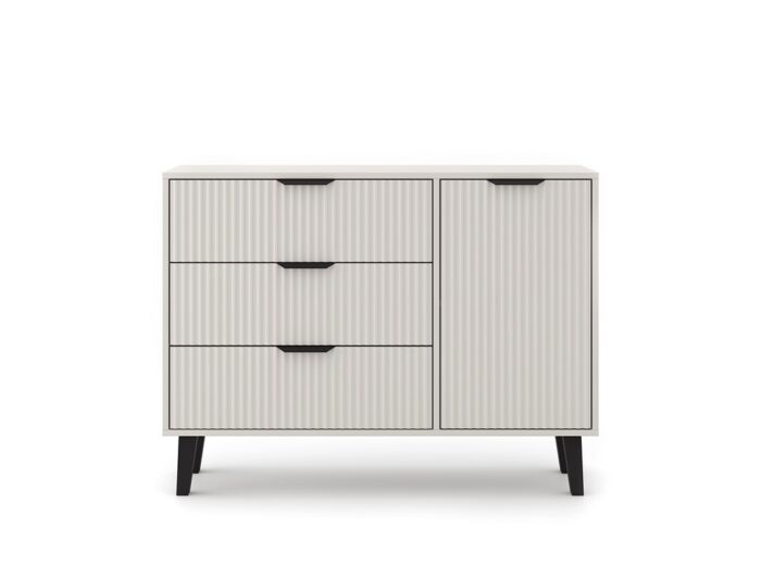 Scandi Slim Cabinet with 1 Door & 3 Drawers – Beige - Image 5