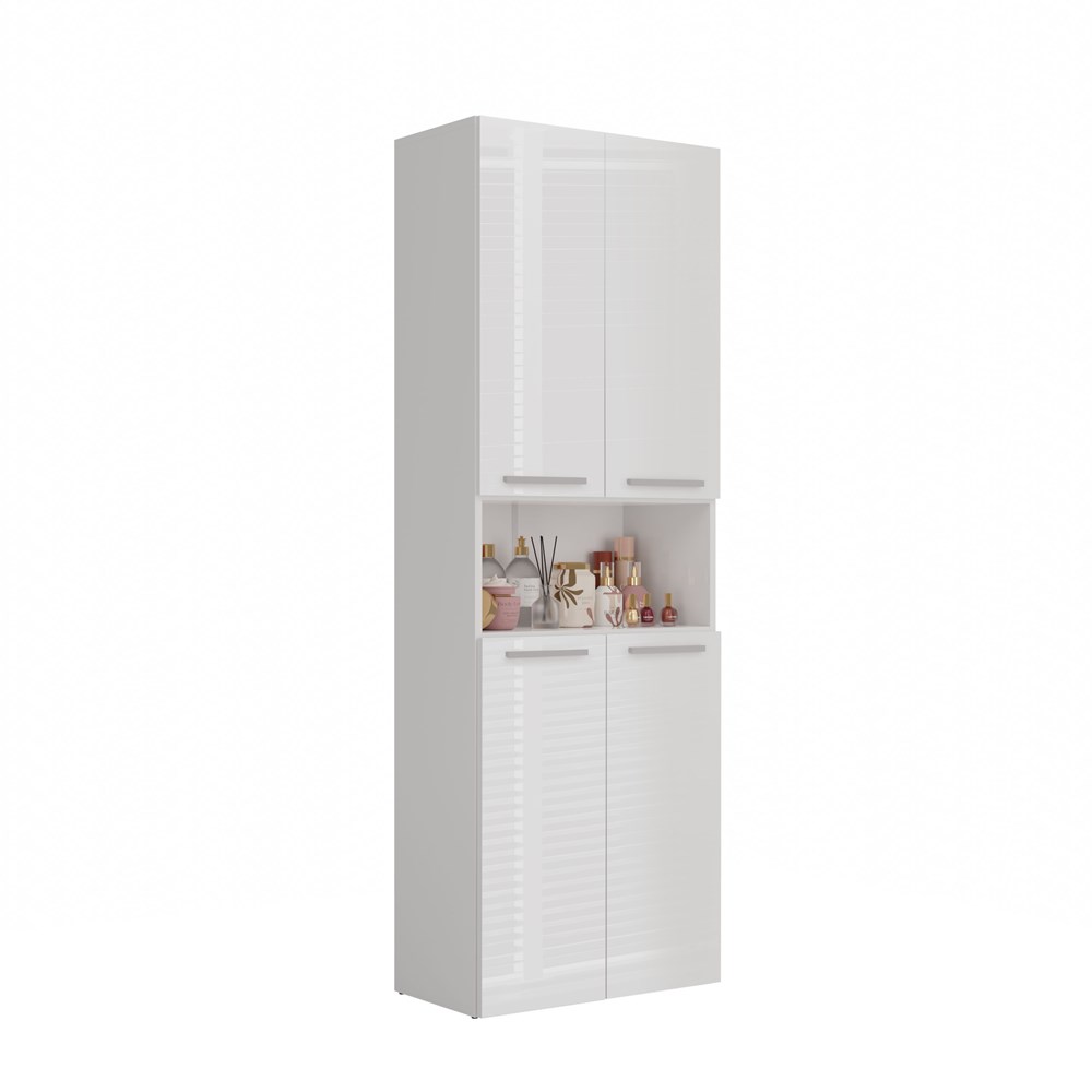 brylki0003 Nel 1K/DK Tall Bathroom Cabinet in White Gloss - Image 2