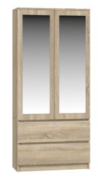 Malwa SS-90L Two-Door Mirrored Wardrobe in Sonoma Oak - Image 4