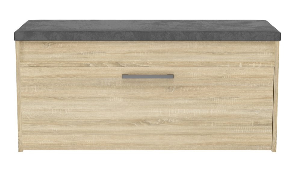 close-front Parma Shoe Cabinet with Seat in Sonoma Oak - Image 2