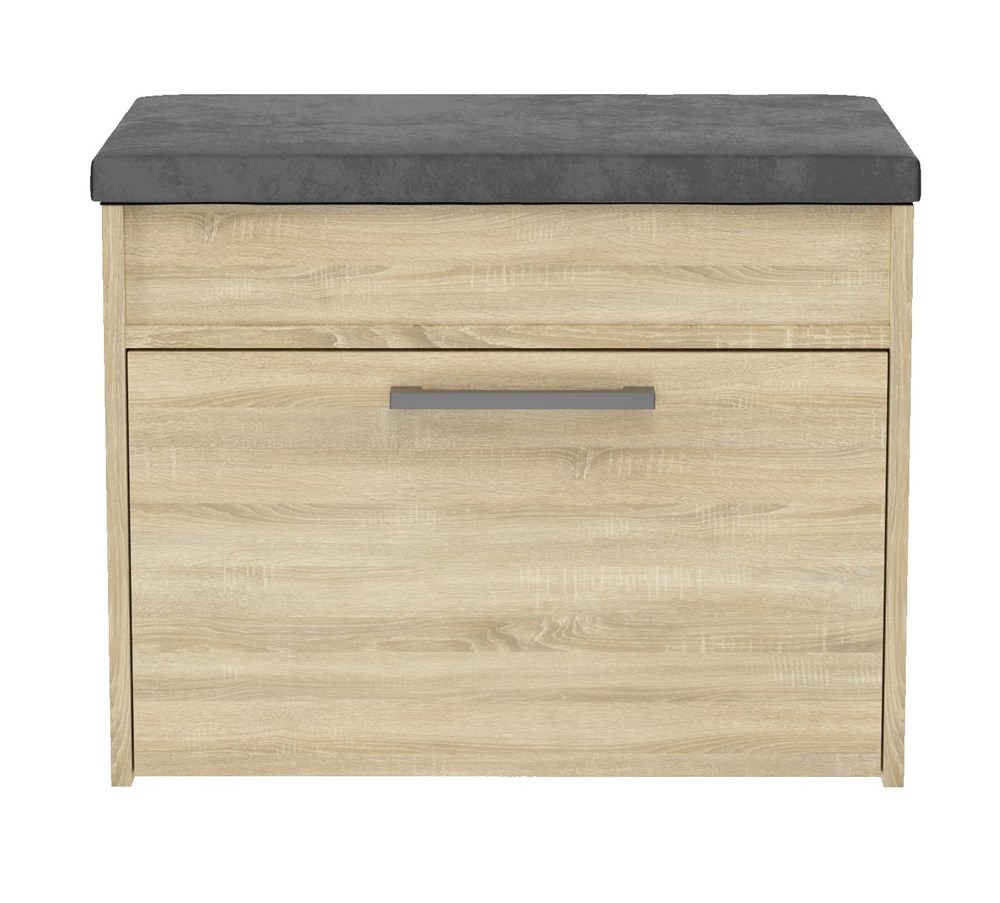 close-front Parma MINI Shoe Cabinet with Seat in Sonoma Oak - Image 2