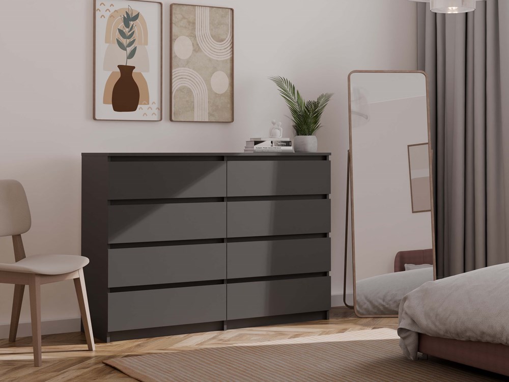 czern_m8_140_2 Malwa M8 Wide 8-Drawer Dresser - 140cm - Black - Image 5