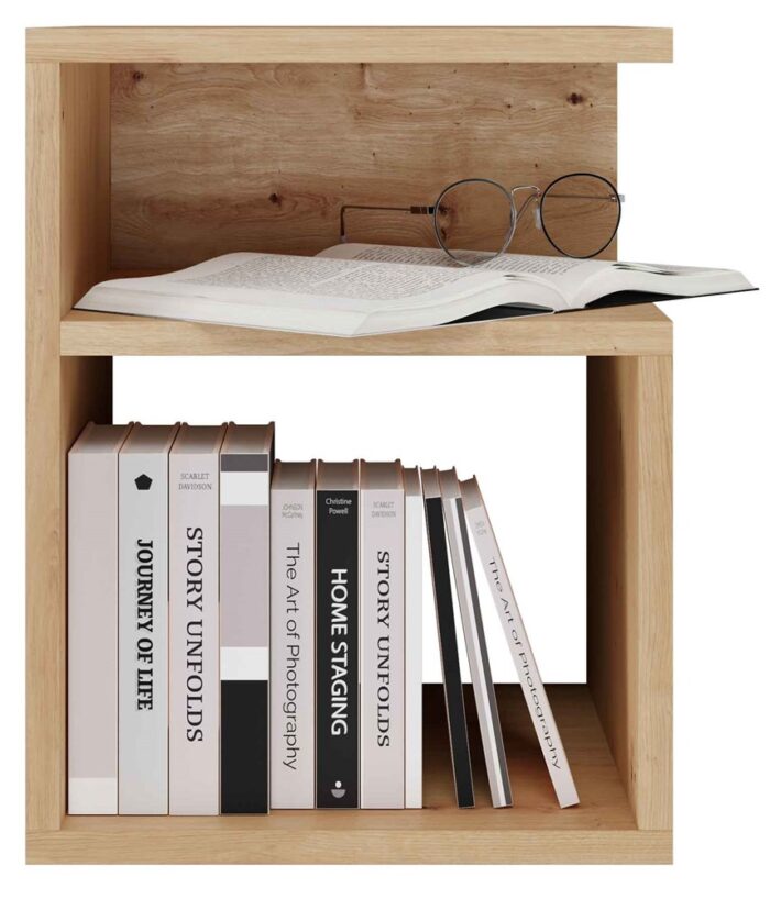 Lumo Compact Bedside Cabinet – Oak Effect - Image 3