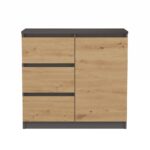 Malwa Sideboard with 1 Door & 3 Drawers – Anthracite Oak - Image 2