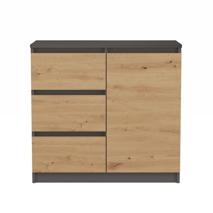 Malwa Sideboard with 1 Door & 3 Drawers – Anthracite Oak - Image 2