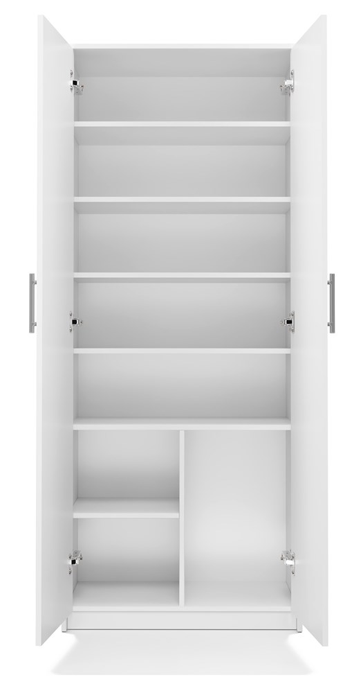 front-open Oliv 2D Bookcase with Doors in White Matt - Image 7