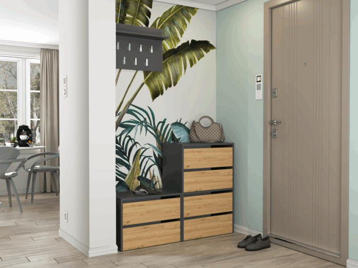 Axton Shoe Cabinet – Anthracite & Oak Effect - Image 17