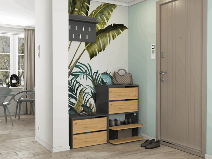 Axton Shoe Cabinet – Anthracite & Oak Effect - Image 16