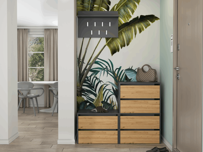 Axton Shoe Cabinet – Anthracite & Oak Effect - Image 15