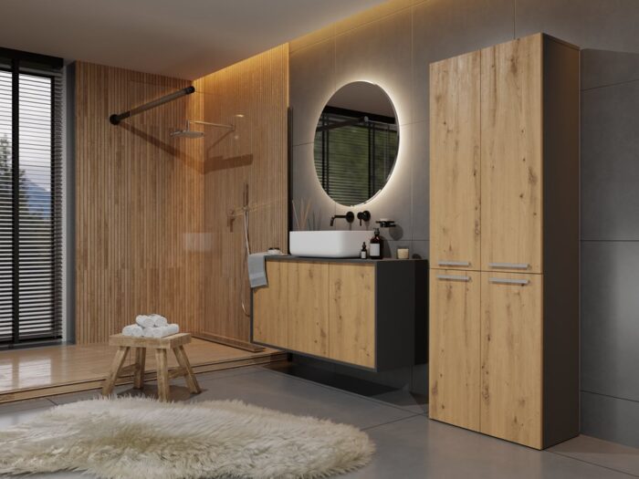 UrbanEdge Bathroom Tower Anthracite Oak - Image 6