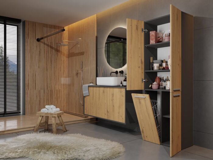 UrbanEdge Bathroom Tower Anthracite Oak - Image 7