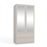 Malwa SS-90L Two-Door Mirrored Wardrobe in Cashmere - Image 6