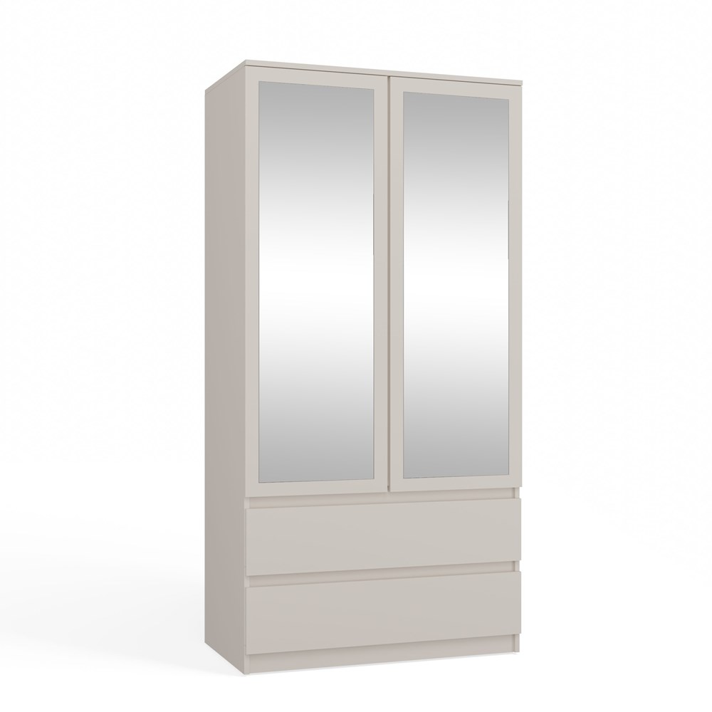 kaszmir-SS-90-20st Malwa SS-90L Two-Door Mirrored Wardrobe in Cashmere - Image 6
