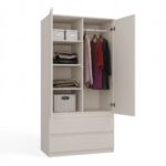 Malwa SS-90L Two-Door Mirrored Wardrobe in Cashmere - Image 7