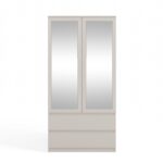 Malwa SS-90L Two-Door Mirrored Wardrobe in Cashmere - Image 3