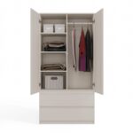 Malwa SS-90L Two-Door Mirrored Wardrobe in Cashmere - Image 5