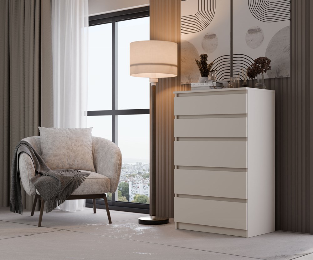 kaszmir0001 Malwa M5 5-Drawer Chest - Cashmere Beige - Image 2