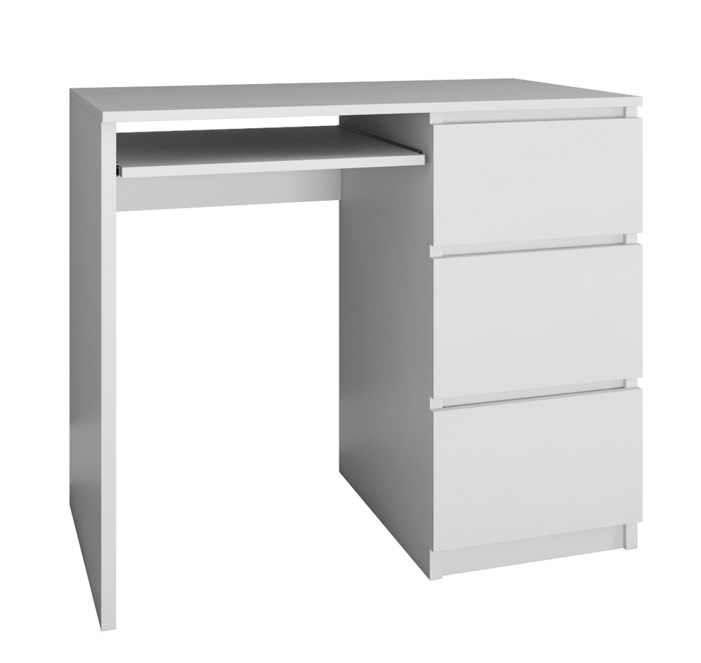 lima-prawe Lima Right White Desk - 3 Drawers - Image 1