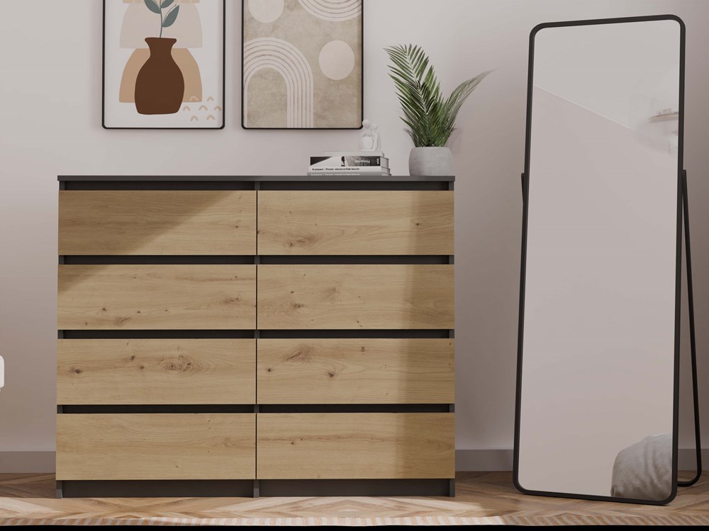 m8_120_Antracyt_artisan_1 Malwa M8 Dresser - Anthracite & Artisan Oak - Image 3