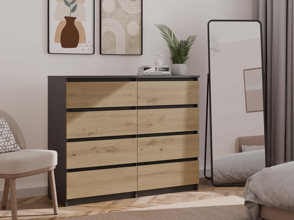 m8_120_Antracyt_artisan_3 Malwa M8 Dresser - Anthracite & Artisan Oak - Image 4