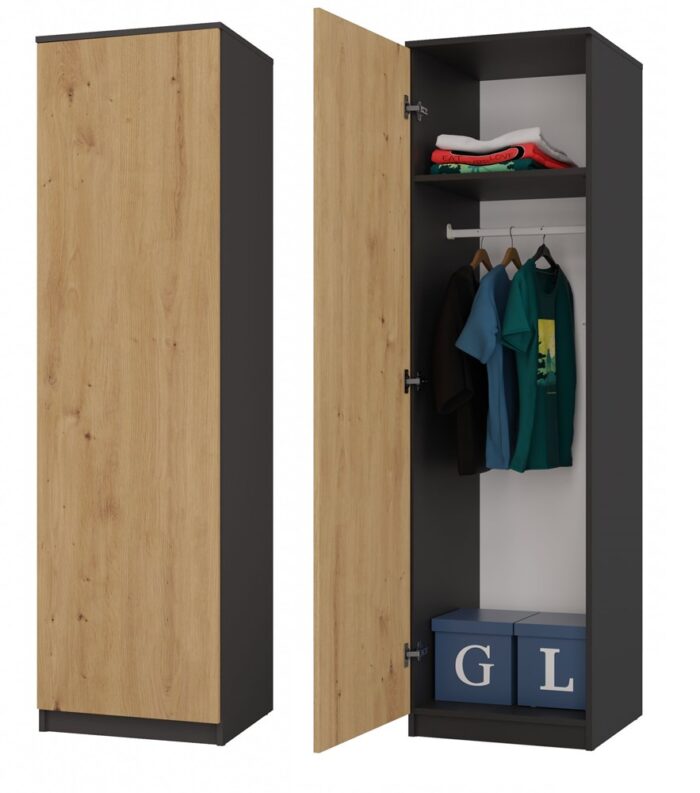 Wardrobe Liora 50 Anthracite Oak - Image 2