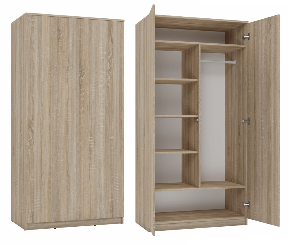 miniatura Malwa SD-90 Two-Door Wardrobe in Sonoma Oak - Image 1