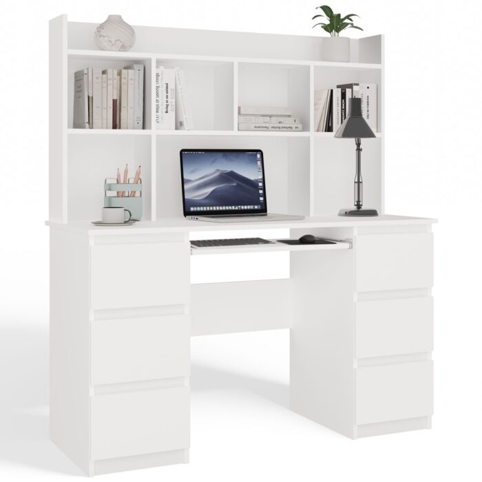Kuba Workstation with Overhead Shelf – White - Image 1