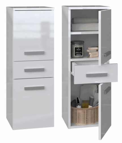 Nel V DDS Bathroom Cabinet in White Gloss