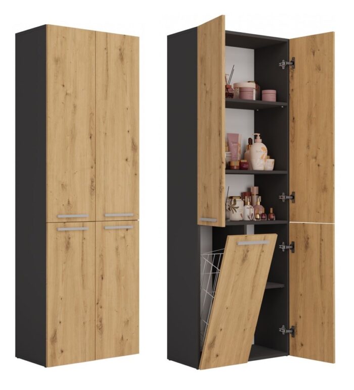 UrbanEdge Bathroom Tower Anthracite Oak - Image 1
