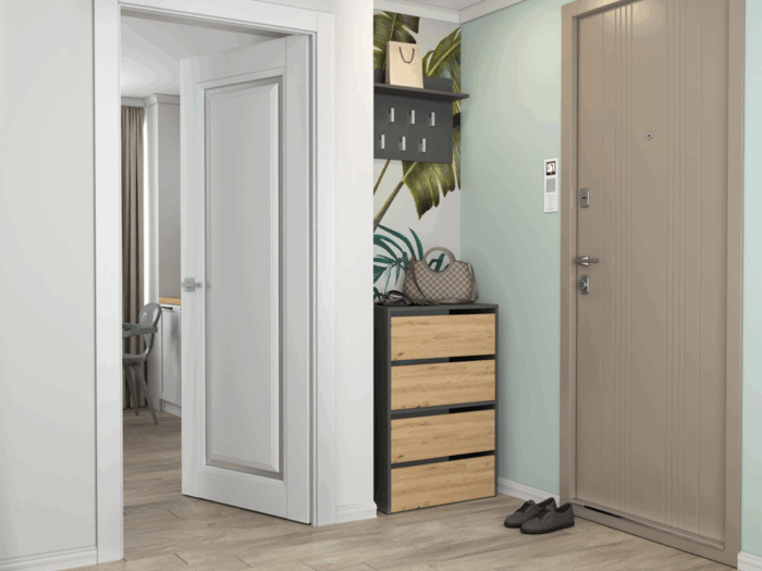 Axton Shoe Cabinet – Anthracite & Oak Effect - Image 14