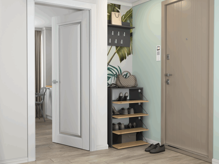 Axton Shoe Cabinet – Anthracite & Oak Effect - Image 13