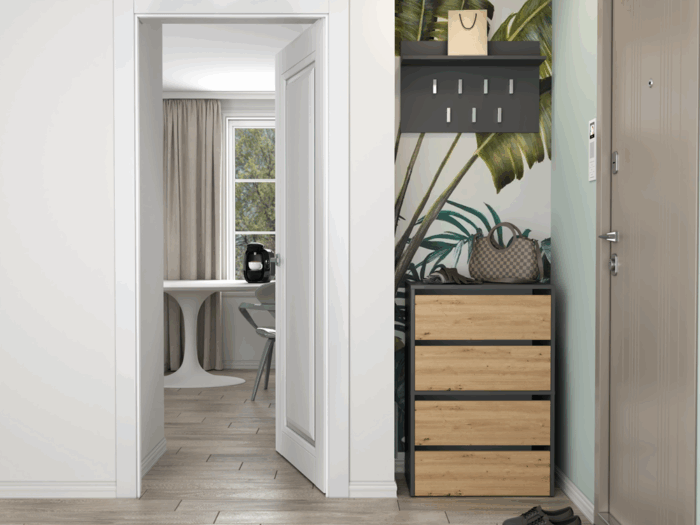 Axton Shoe Cabinet – Anthracite & Oak Effect - Image 12