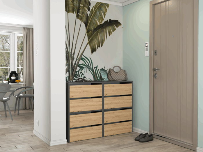 Axton Shoe Cabinet – Anthracite & Oak Effect - Image 11